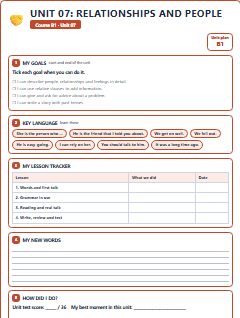 First page of Unit 07: Relationships and People, B1 lesson plan