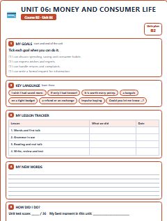 First page of Unit 06: Money and Consumer Life, B2 lesson plan