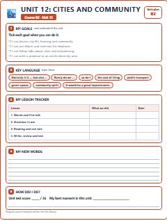 First page of Unit 12: Cities and Community, B2 lesson plan