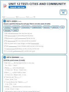 First page of Unit 12 Test: Cities and Community, B2 assessment