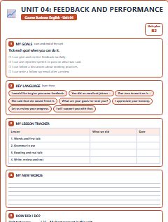 First page of Unit 04: Feedback and Performance, B2 lesson plan