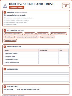 First page of Unit 05: Science and Trust, C1 lesson plan