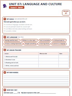 First page of Unit 07: Language and Culture, C1 lesson plan