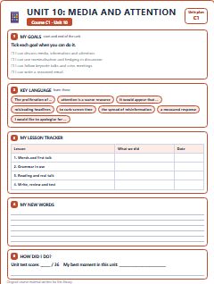 First page of Unit 10: Media and Attention, C1 lesson plan