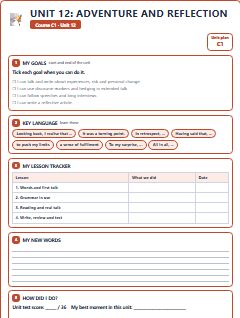 First page of Unit 12: Adventure and Reflection, C1 lesson plan
