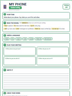 First page of My Phone, A1 writing task