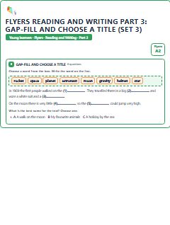First page of Flyers Reading and Writing Part 3: Gap-fill and Choose a Title (Set 3), A2 exam practice
